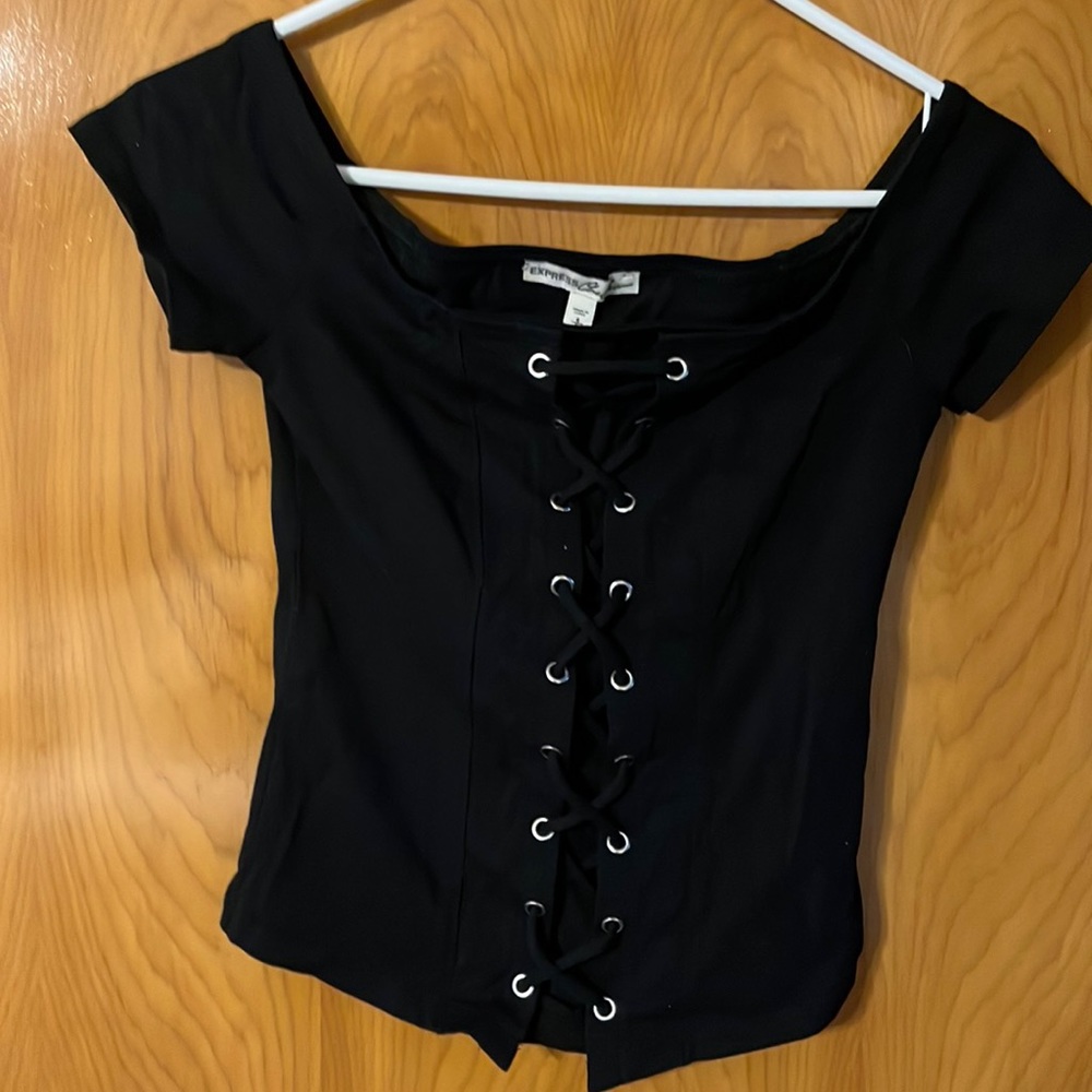 Express Lace Up Scoop neck Shirt